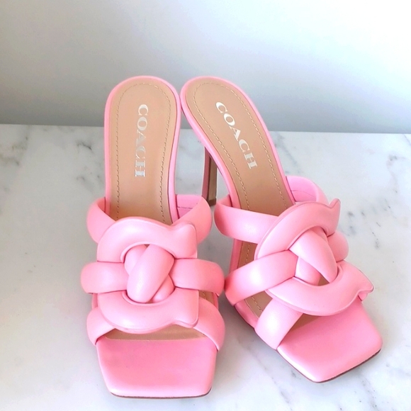 Leather Pink Sandals By Coach. Size 7.5 - Picture 1 of 6
